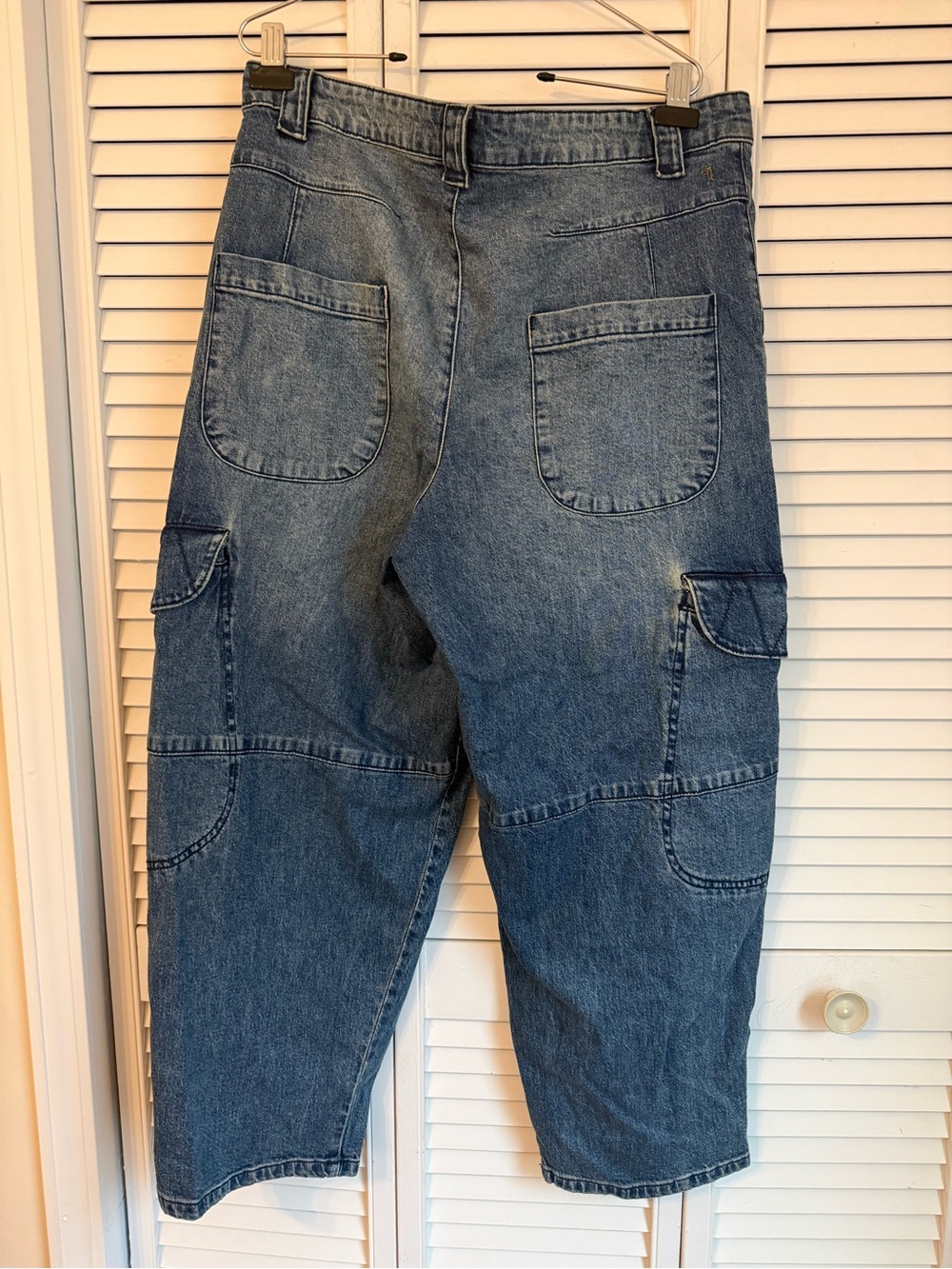 Pilcro Anthropologie Barrel Wide Leg Ankle Cargo Jeans Size 31 Carpenter Grunge - Picture 5 of 8